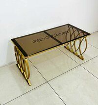 SS Center table with brown glass top modern contemporary design customized