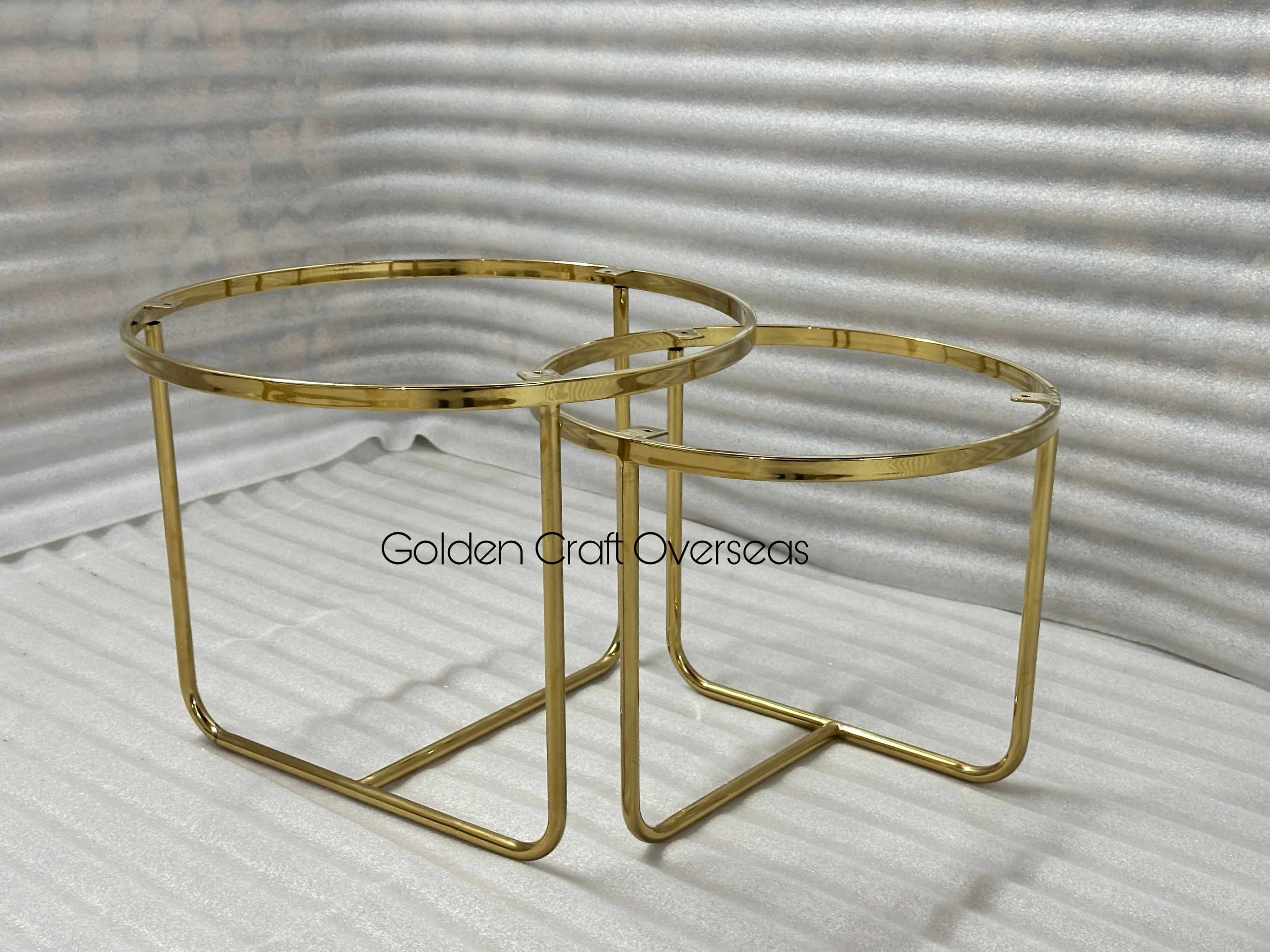 Gold PVD Coated Nesting Table Set of 2 In Stainless Steel 304 grade with black and white marble top
