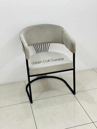 Sofa Chair In Iron with grey channel cushioning affordable for interiors sitting