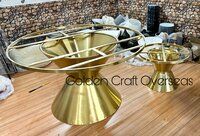 Stainless Steel Round Dining table in 304 PVD Gold Finish with Black toughened glass top