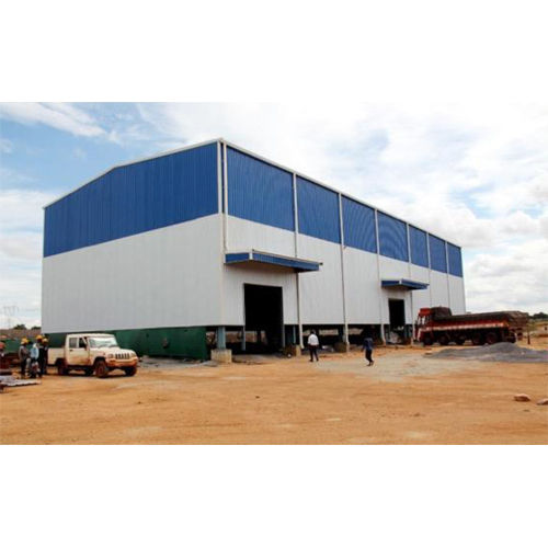 White And Blue Industrial Warehouse Shed