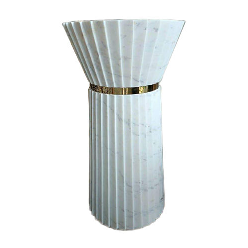 Round Pedestal White Marble Wash Basin