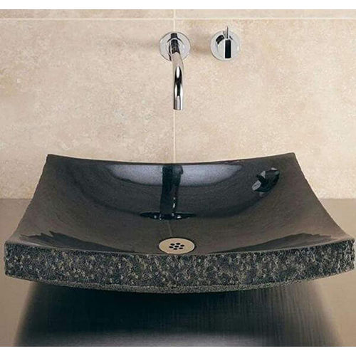 Square Black Table Top Marble Wash Basin