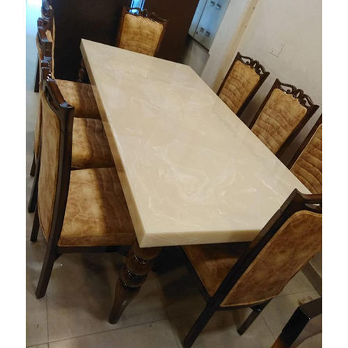 Indian Style 8 Seater White Marble Top Dining Table