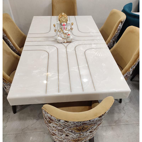 6 Seater Marble Top Dining Table