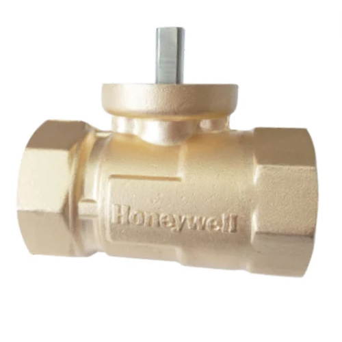 Two Way Control Ball Valve - Brass, DN20-DN80, Golden Color, Rectangle Shape, Powder Coated Surface | Efficient Water Flow Regulation for HVAC Systems