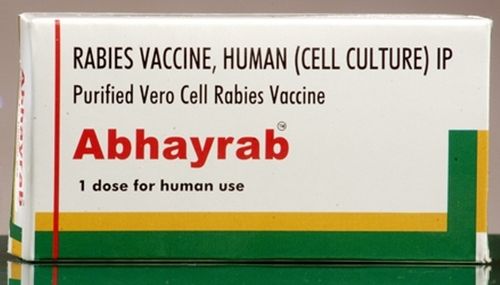 Abhayrab Vaccine - Purified Inactivated Rabies Virus (2.5IU) , Liquid Injection with Preservative Thiomersal, Store in Cool or Dry Place, Follow Dosage Guidelines