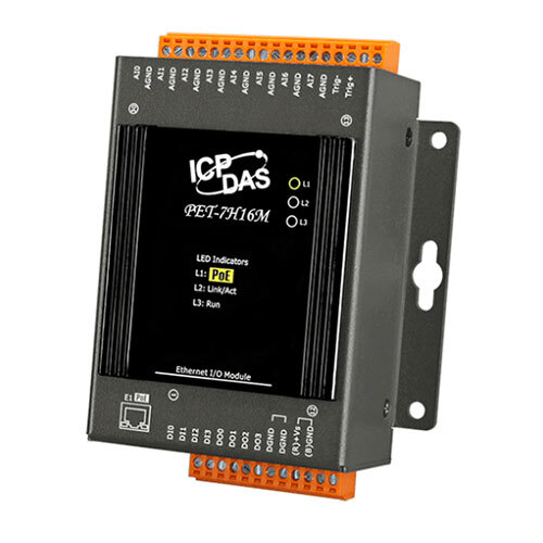 PET-7H16M PoE Ethernet High Speed Data Acquisition Module with 8-ch 16-bit Simultaneously Sampled AI, 4-ch DI, 4-ch DO