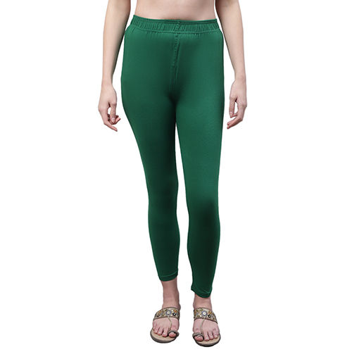 Washable Bottel Green Cotton Leggings