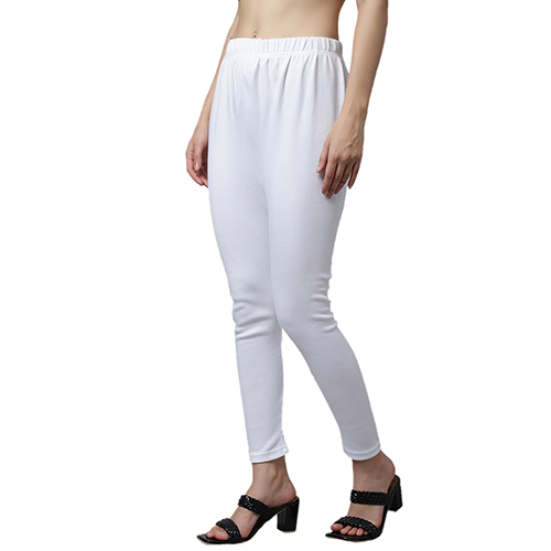 Plain White Woollen Leggings