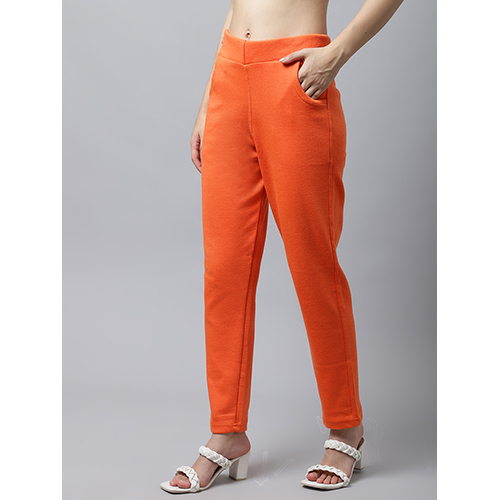 Plain Light Orange Woollen Pant