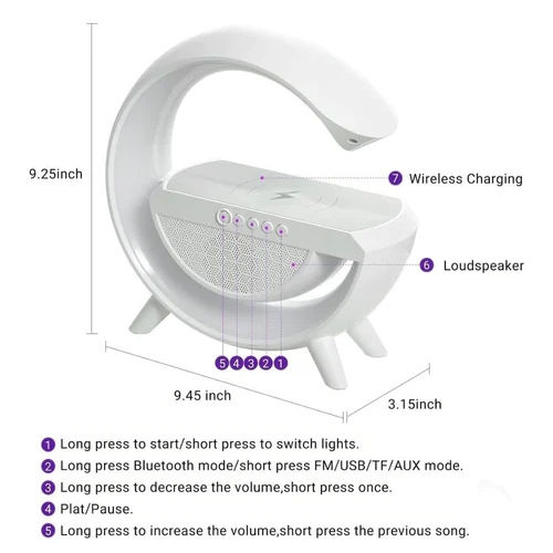 Rgb Lights Table Lamp Speaker With Wireless Charger