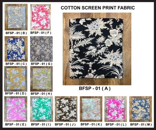 Cotton Screen Printed Fabric - 43 Inch Width, Multi Color | 100% Cotton, Smooth Texture, All-Season Use