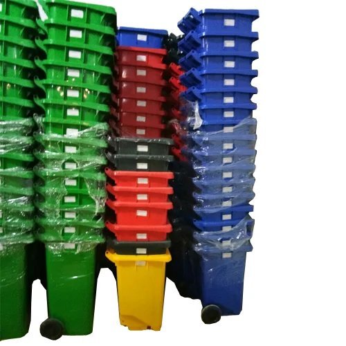 Plastics Dustbin - Plastic, Varied Dimensions, Green | Durable, Lightweight, Stackable, Wheels Optional, Easy Cleaning