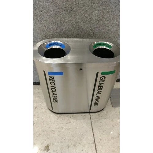 Metal Dustbins - Stainless Steel, 40x30x80cm, 80L | Durable, Recyclable, Dual Compartments, Easy Cleaning, Space Saving, Stylish Brushed Finish