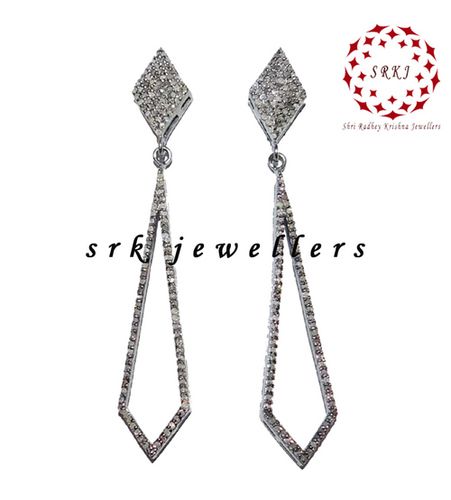 925 Starling Silver Handmade Pave Diamond Fancy Stylish Earrings