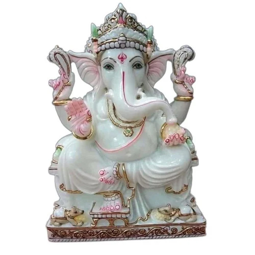 7 Inch Marble Ganesh Statue