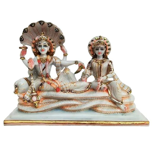 Polished Marble Vishnu Laxmi Statue