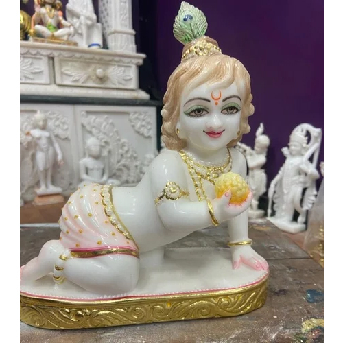 Polished Marble Laddu Gopal Statue