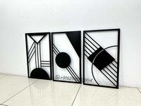 Black modern contemporary laser cutted iron wall art high end finish matte black