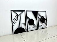 Black modern contemporary laser cutted iron wall art high end finish matte black