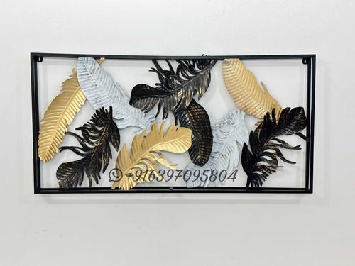 Leave Metal Wall Art with frame in iron powder coated finish rich look
