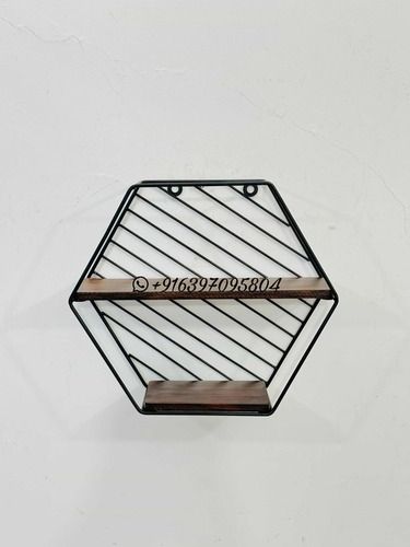 Wall decorative shelve or rack in iron with mdf base