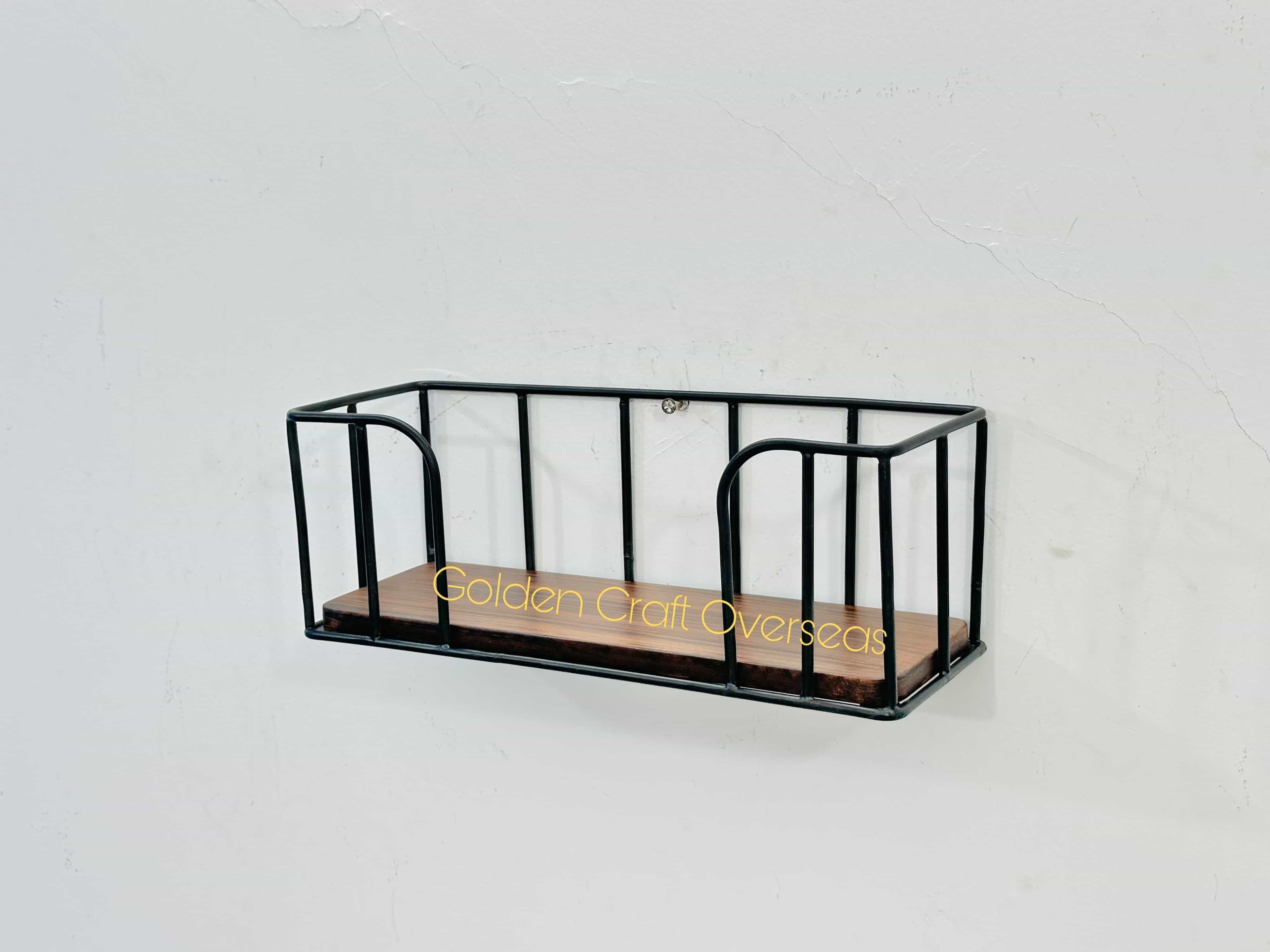 Wall decorative shelve or rack in iron with mdf base