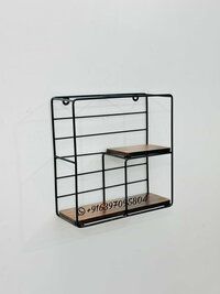 Wall decorative shelve or rack in iron with mdf base
