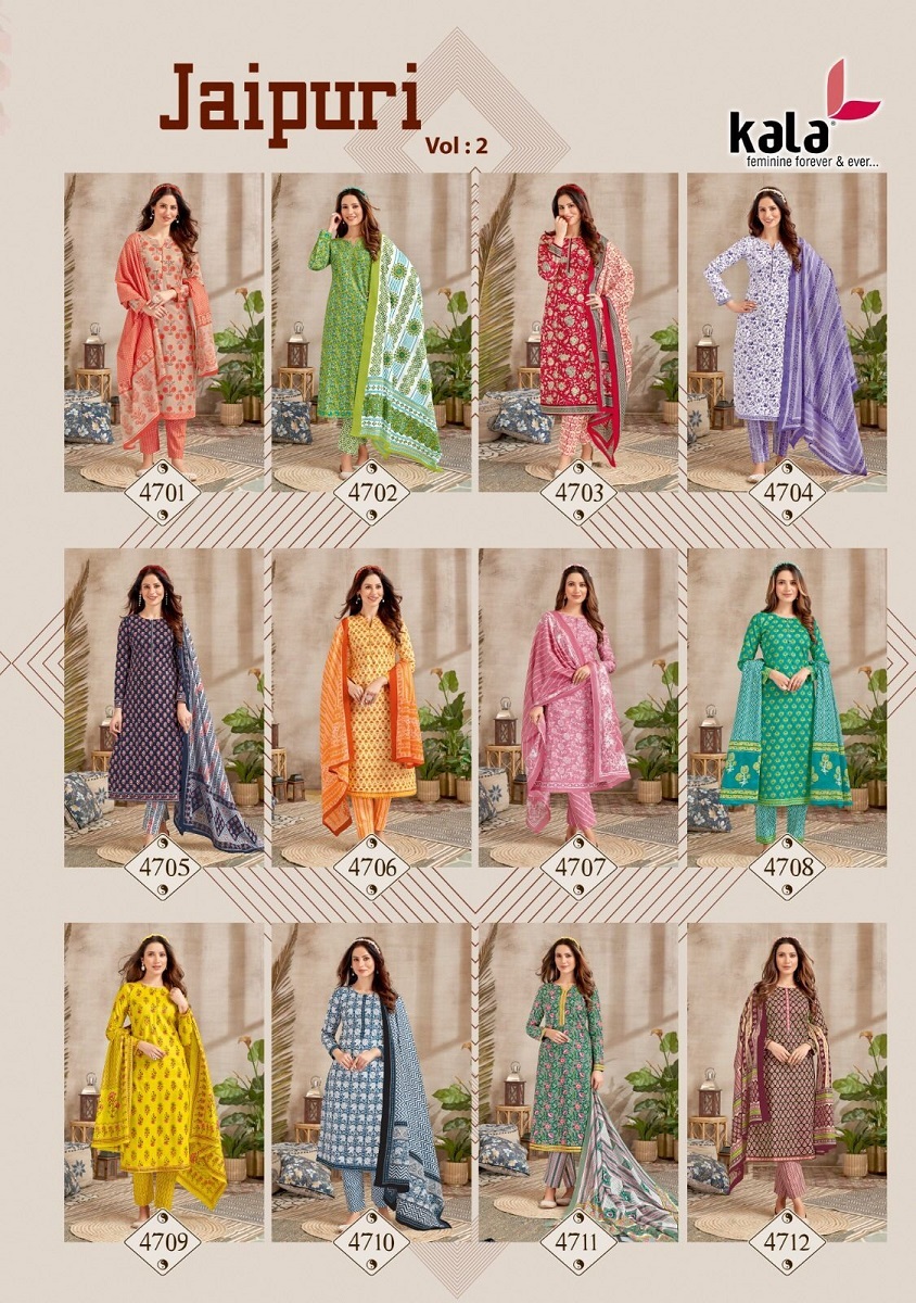 Kala Jaipuri Vol-2 Kurti Pant With Dupatta