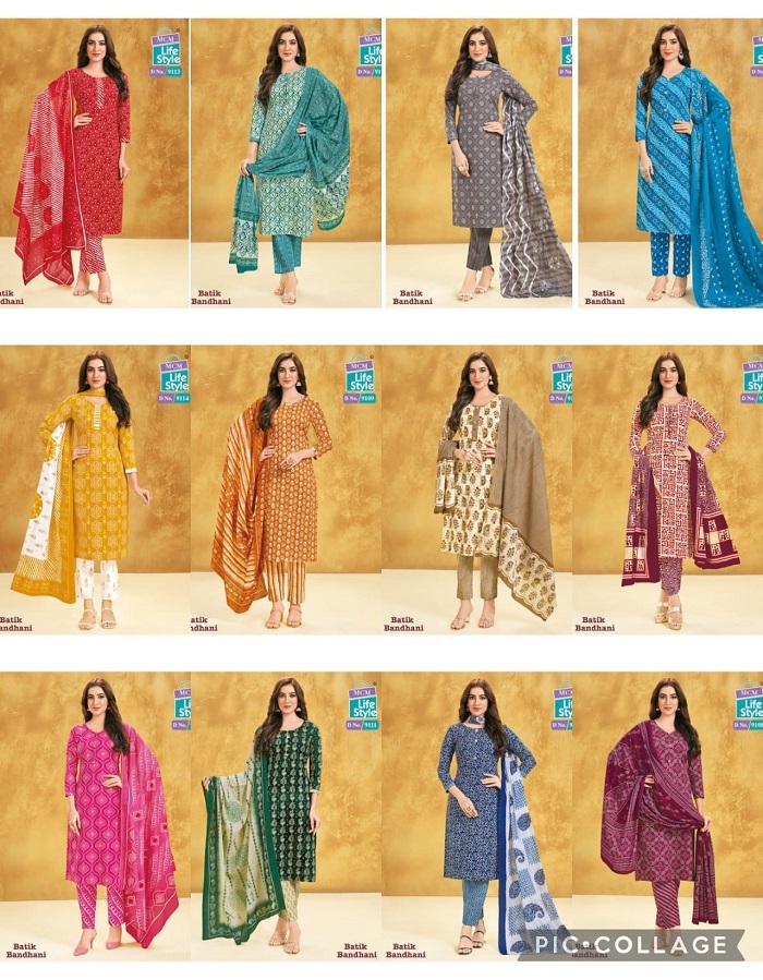 MCM LifeStyle Batik Bandhni Special Kurti Pant With Dupatta