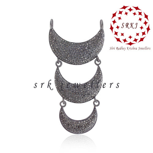 925 Starling Silver Handmade Pave Diamond Necklace Style Fancy Pendant