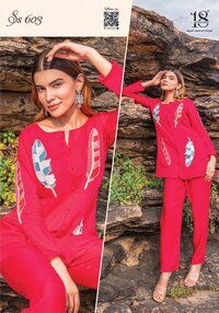 Chikan kurti Pant Set