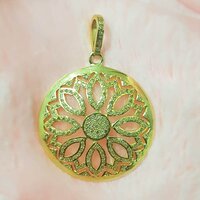 Starling silver Handmade Pave Diamond Flower Shape Two Tone Pendant