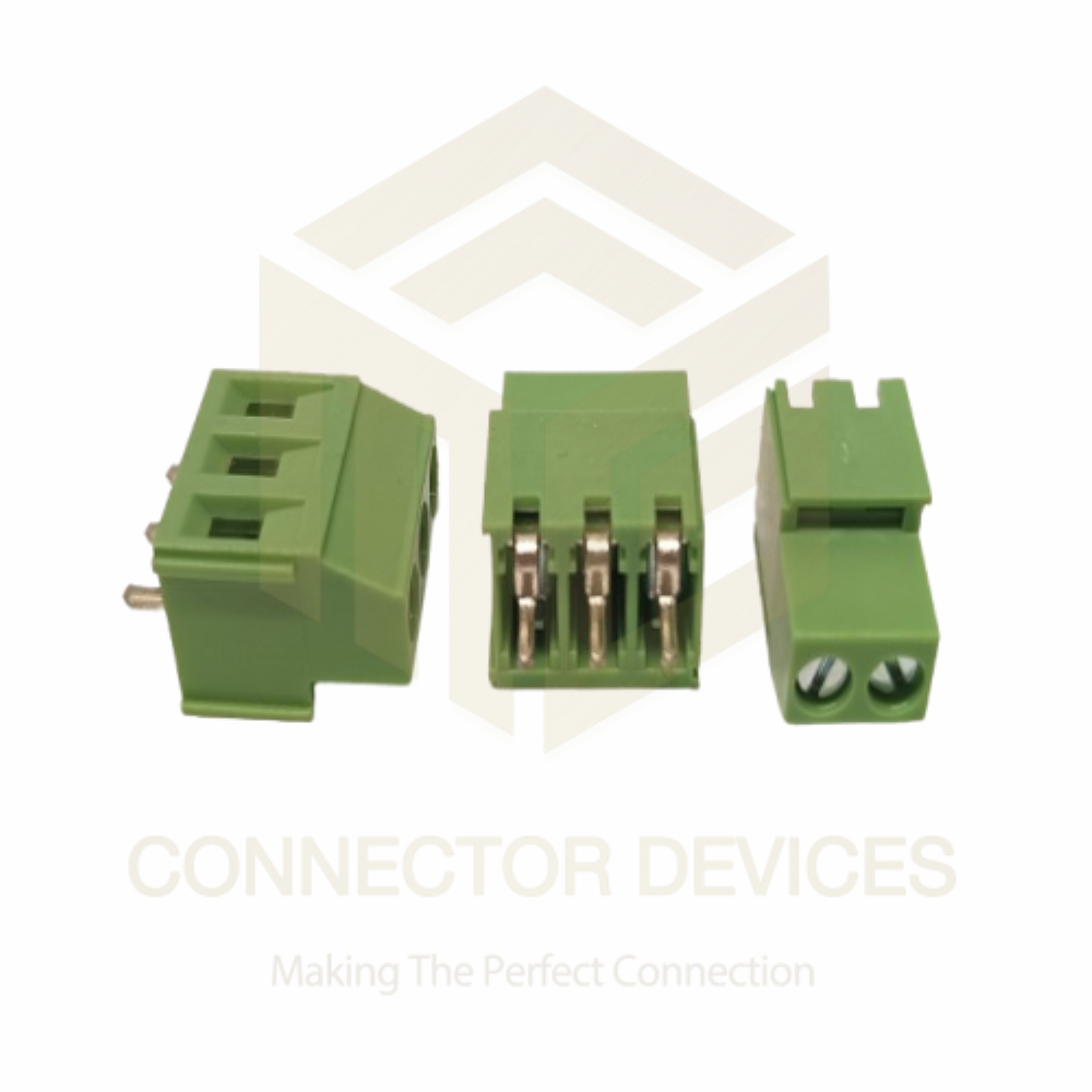 Pcb Mount Terminal Block Zb129va-5.0pitch - Brass Tin Plated, 5mm Vertical Mount, -40â°c To 105â°c, 2/3 Pin, 20a, 300v, 26-12 Awg