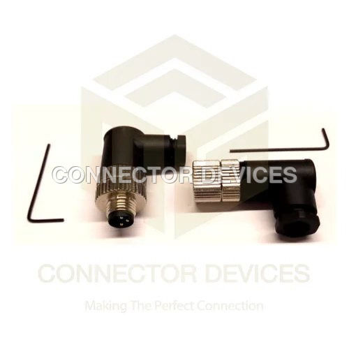 M8 Cable Connector Right Angle - Color: Black