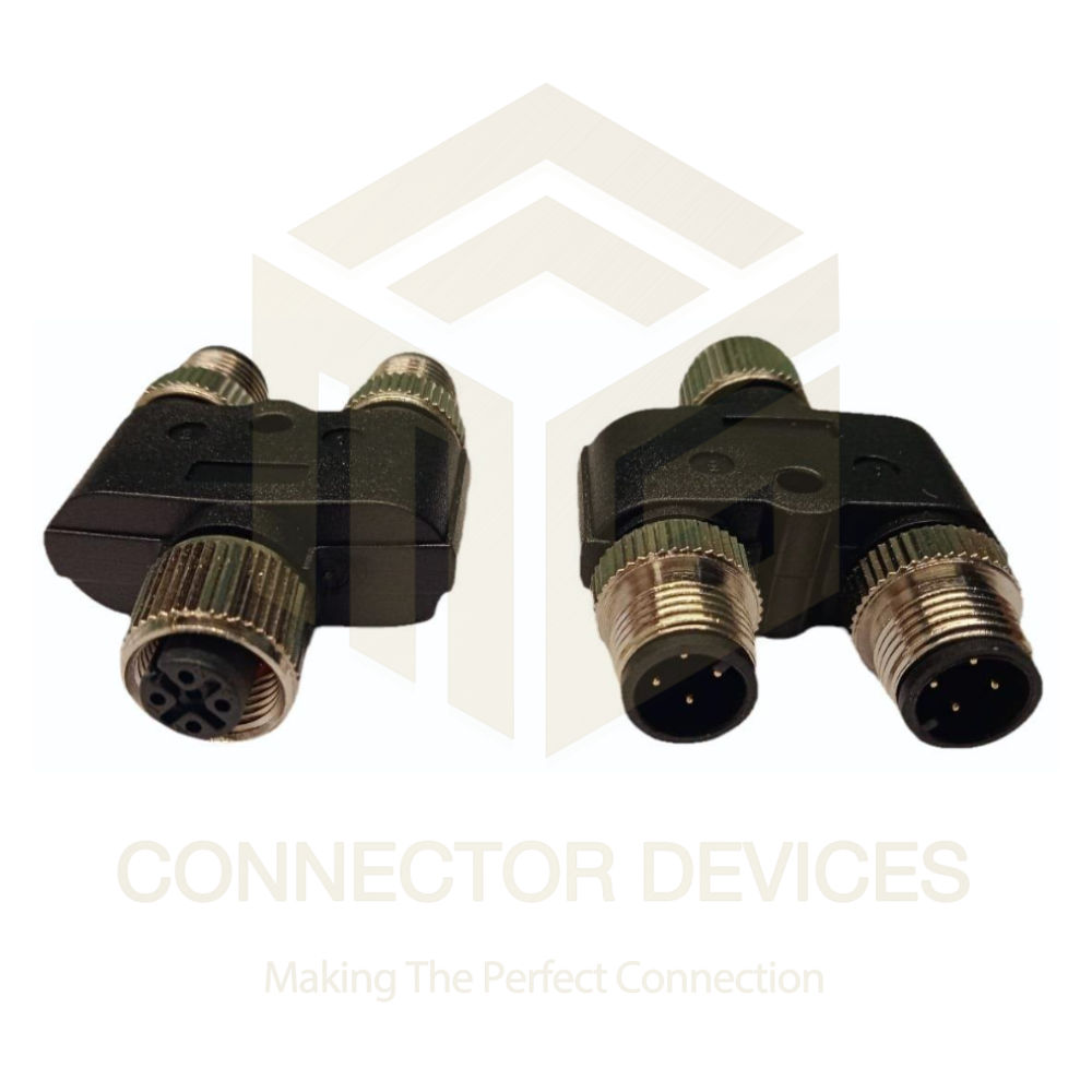 M12 Sensor Connectors Y Splitter 4 Pin