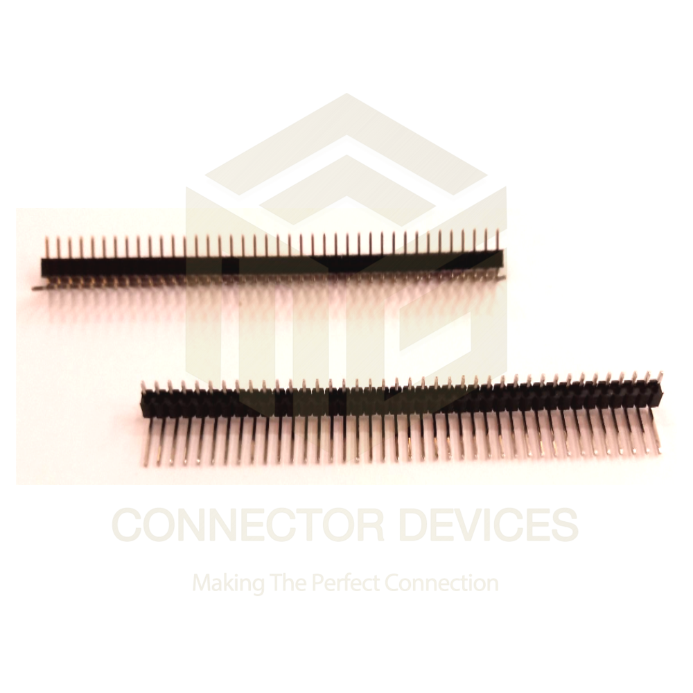 Right Angle Male Berg Strip Connector 40x2 - Copper Alloy, 1.5 Amp, 500 Volt Ac, -40â°c To +105â°c | Black & Silver, Pcb Connection, Plastic Insulation