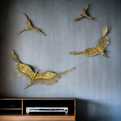 Golden Iron Flying Birds Wall Decor