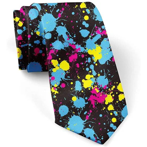 Multicolor Mens Printed Silk Tie