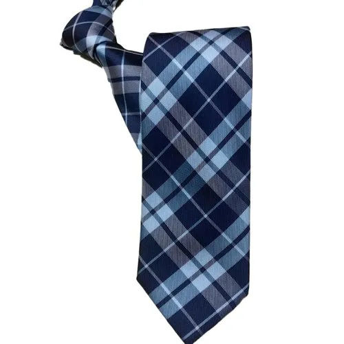 Blue Men Check Printed Neck Tie