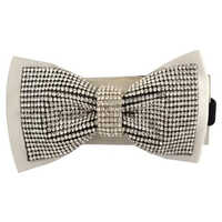 Mens White Cotton Bow Tie - Cotton Material, Embroidered Pattern, Various Sizes Available | Ideal Occasion Party Wear, Bow Shape, Elegant Style