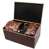 Men's Red Polyester Necktie Gift Set - Xl Size, Box Packaging, Includes Pin And Square Cufflinks