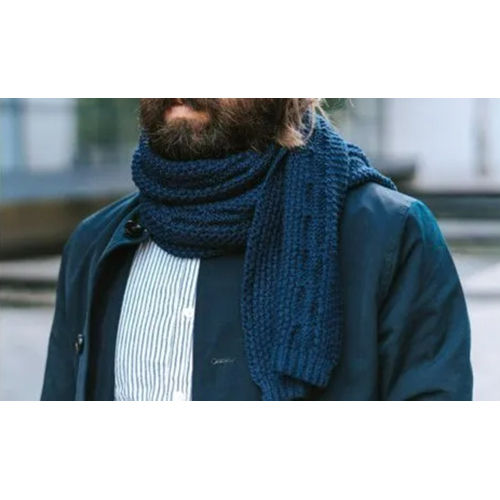 Blue Wool Woven Scarves