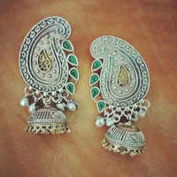 Fancy Dual Tone Oxidized Earring