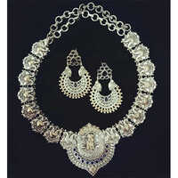 Ladies Silver Dual Tone Oxidize Necklace Set