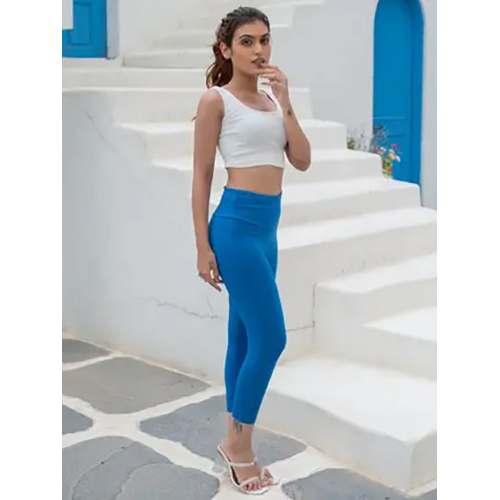 Different Available Ladies Royal Blue Bamboo Lycra Ankle Length Leggings