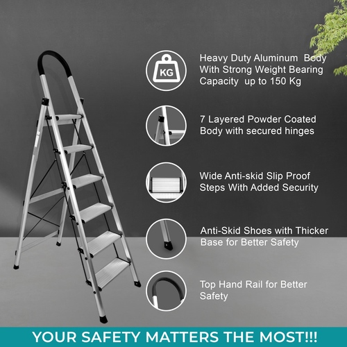 ALUMINIUM PREMIUM SILVER 6 STEP LADDER