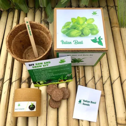 Italian Basil Genovese Seed Starter Gardening Grow Kit