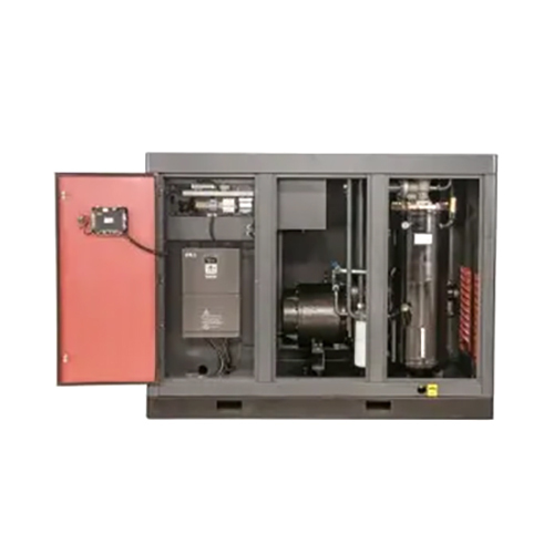 Grey And Red Oil Cooled Two Stage Permanent Magnet Variable Frequency Screw Air Compressor